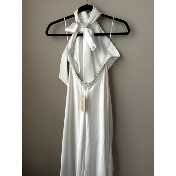 $645 Ramy Brook Womens Tera Satin Halter Gown Size 2 High Low High Neck New - Picture 3 of 6